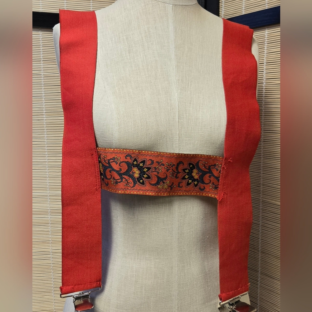 Red Embroidered Suspenders